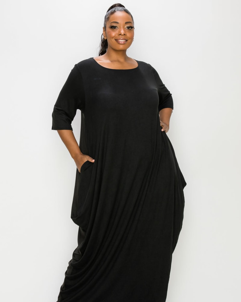 Front of a model wearing a size 2X Diana Maxi Dress in Black by L I V D. | dia_product_style_image_id:240801